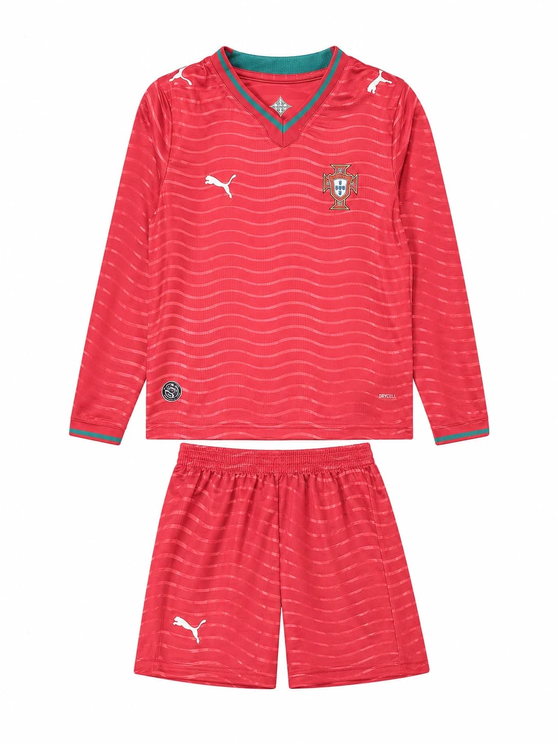 Ensemble maillot short Portugal 2026/2027 domicile enfant manches longues face