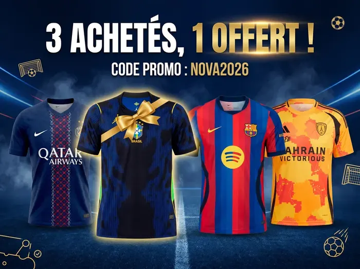 Promotion Nova Foot 3 maillots achetés le 4ème offert